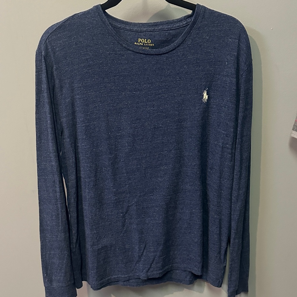 Polo by Ralph Lauren Men's Deep Blue/chambray Long Sleeve Tee